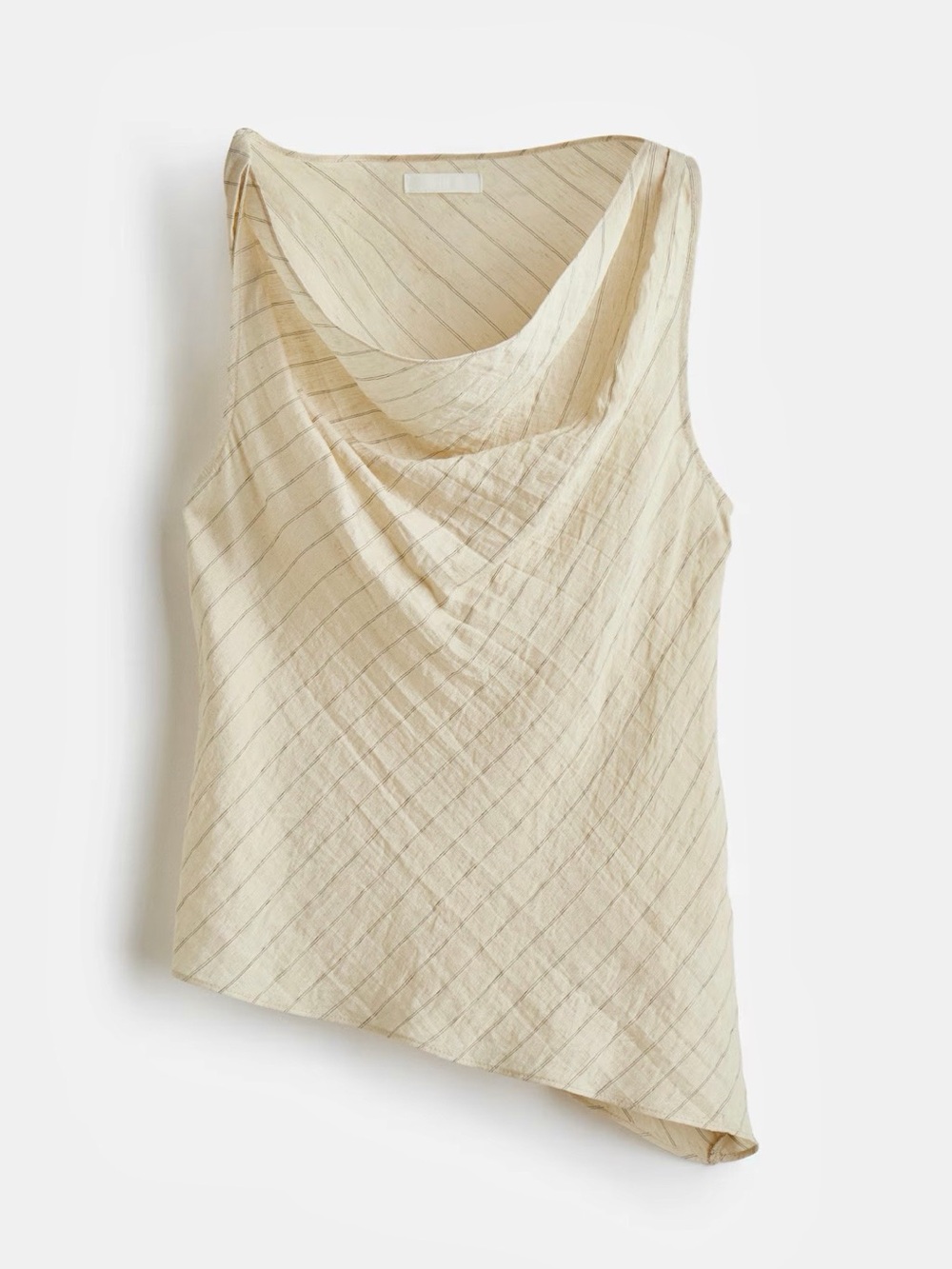 H&M NWT Cream & faded black striped Asymmetric Cowl Neck Top
